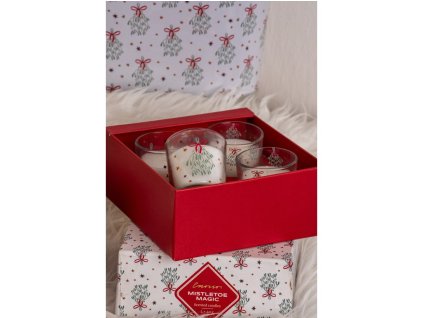 Vonná svíčky Emocio Sklo 4ks votiv v dárkové krabičce 160x147x73 mm - Apple & Cinnamon