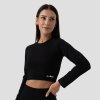 Dámské tričko FLO Ribbed Crop Top Black - GymBeam