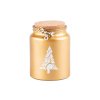 Zlatá vonná svíčka Emocio Sklo 98x135 mm s korkovým víčkem Spiced Orange and Clove, potisk stromek