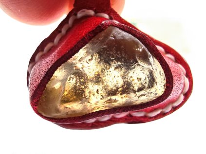 Amulet Libyjské sklo / kůže #04