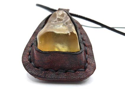 Amulet Libyjské sklo / kůže #06