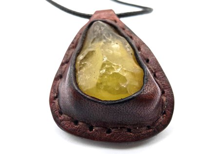 Amulet Libyjské sklo / kůže #09
