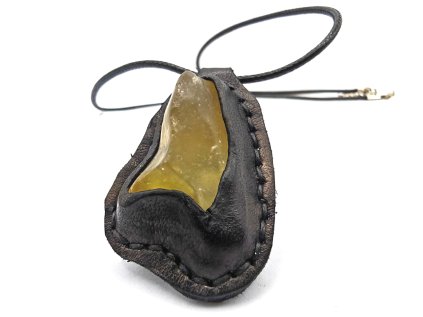 Amulet Libyjské sklo / kůže #10