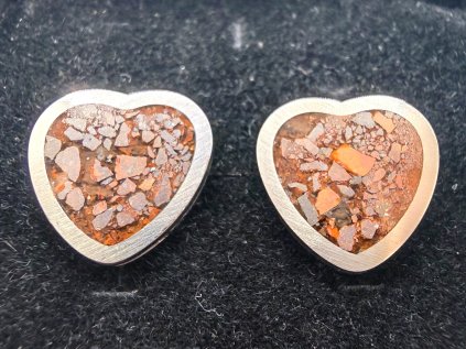 Náušnice srdce s kamenným meteoritem