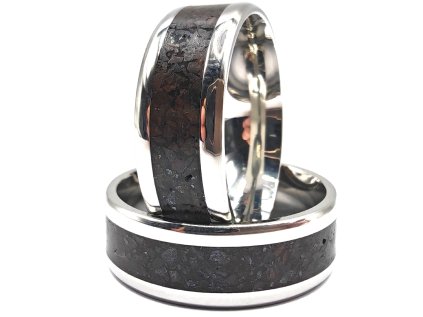 Prsten s meteoritem / hrubý / ocel