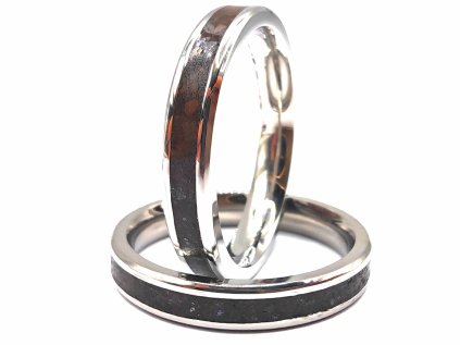 Prsten s meteoritem / tenký / ocel