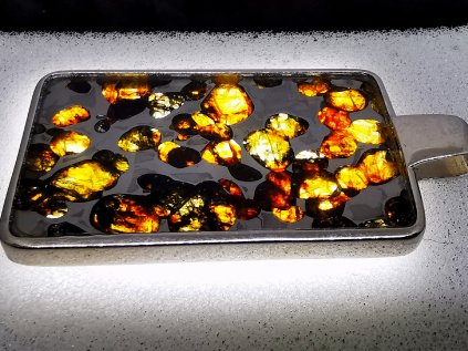 Přívěsek meteorit Pallasit / 55x30mm