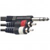 Stagg SYC3/PS2CM E, propojovací kabel 2x RCA - Jack 6,3 mm stereo, 3m