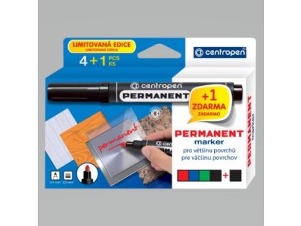 Popisovač Centropen 8566 permanent sada 4ks + 1ks zdarma šíře 1- 4,6mm