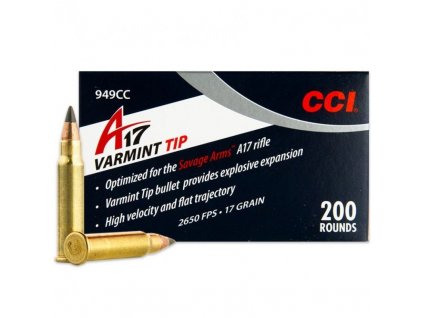 Náboj kulový CCI, Varmint, .17 HMR, 17GR, Varmint Tip A17, baleno po 200ks