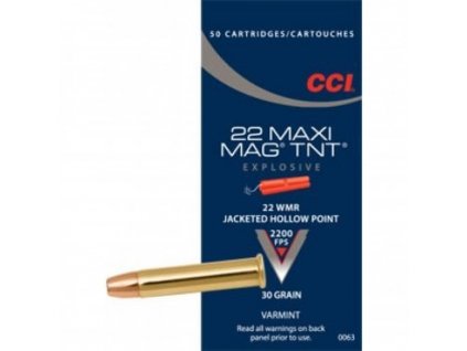 Náboj kulový CCI, Varmint - MAXI-MAG TNT, .22 Win. Mag., 30GR, TNT JHP