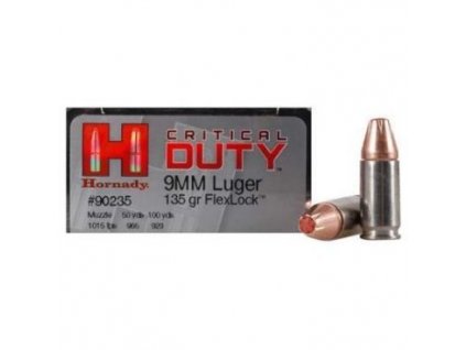 Náboj kulový Hornady, Critical Duty LE, 9mm Luger, 135GR, Flex Lock Duty