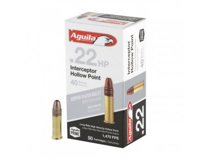 Náboj kulový Aguila, Interceptor, .22LR, 40GR (2,6g), poměděnná HV HP, 1B220321