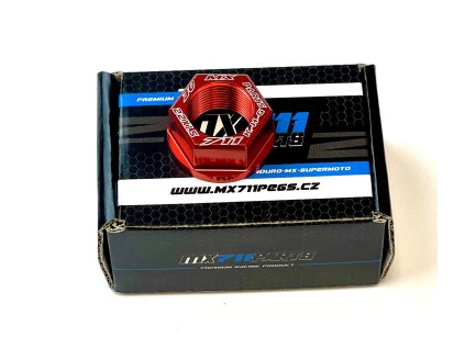 Matka zadní osy 22 mm červený elox pro KTM, Husqvarna, GasGas – kompatibilní s TC, FC, FS, FX, SX, SX-F, SMR, XC (2023–2025) a EXC, FE, TE, EC (2024–2025)