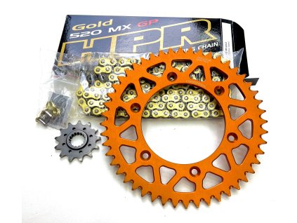 Řetězová sada HPR MX GOLD ORANŽOVÁ 14-49– KTM/Husqvarna/GASGAS 125–500 SX, EXC, FC, FE, EC (2017–2025)