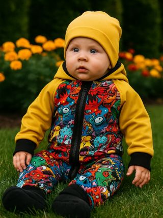 Pro představu, jak úžasně může vypadat barevná kombinézka na drobkovi. Aktuálně volný vzor ve velkosti 74/80 na druhé...