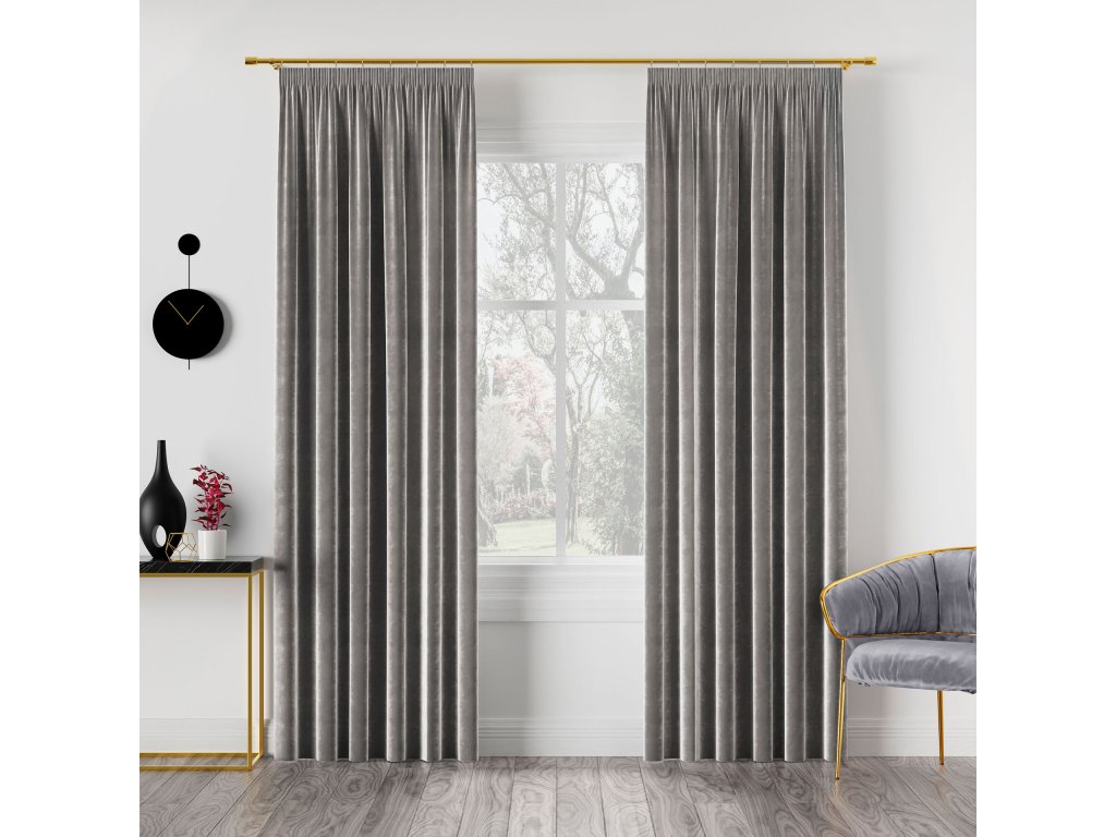 Dekorační závěs s řasící páskou VELVINO color 005 světle šedá šířka 140 cm x výška různé rozměry (cena za 1 kus) MyBestHome