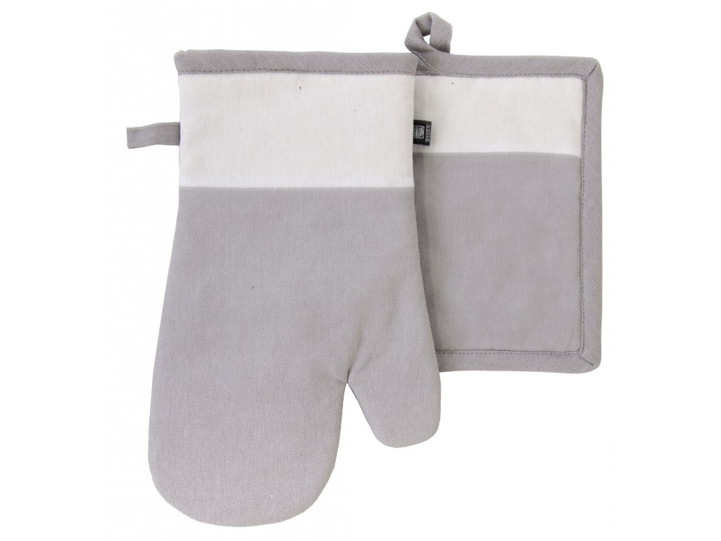 Kuchyňský SET rukavice/chňapka UNIVERSAL tmavě šedá, 18x30 cm/20X20 cm ESSEX, 100% bavlna