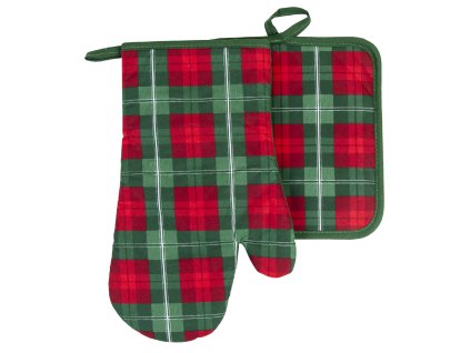 Kuchyňský set rukavice/chňapka JINGLE BELLS zelená 18x30 cm/20X20 cm ESSEX