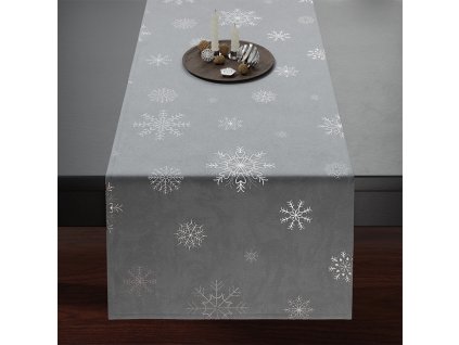 Ubrus - běhoun na stůl SNOWFLAKE světle šedá 40x140 cm Mybesthome