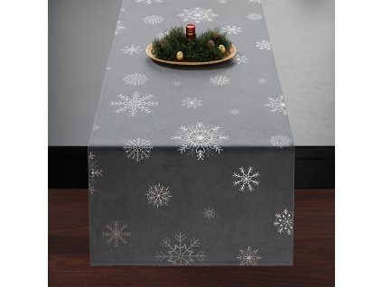 Ubrus - běhoun na stůl SNOWFLAKE tmavě šedá 40x140 cm Mybesthome