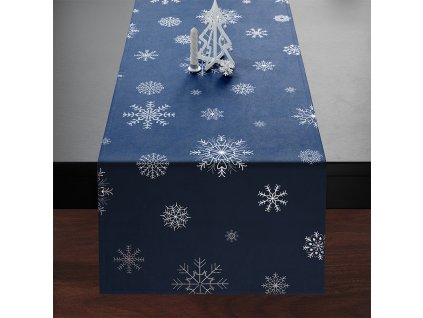 Ubrus - běhoun na stůl SNOWFLAKE tmavě modrá 40x140 cm Mybesthome