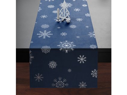 Ubrus - běhoun na stůl SNOWFLAKE tmavě modrá 40x160 cm Mybesthome