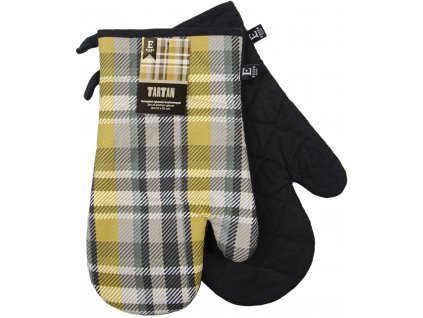 Kuchyňské bavlněné rukavice - chňapky TARTAN žlutá 100% bavlna 19x30 cm Essex