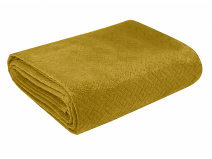 Přehoz na sedačku - pohovku - postel LOISA III. mustard/hořčicová