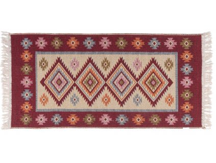 Kusový oboustranný vzorovaný koberec KILIM - ROMBY vínová více rozměrů Multidecor