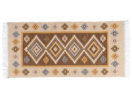 Kusový oboustranný vzorovaný koberec KILIM - ROMBY medová 80x150 cm Multidecor