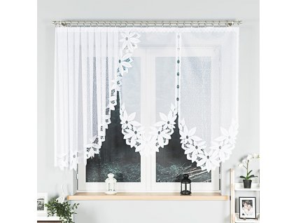 Dekorační oblouková krátká záclona JADWIGA bílá 300x140 cm