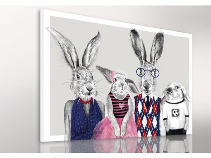 Obraz na plátně HIPSTER RABBIT FAMILY různé rozměry Ludesign