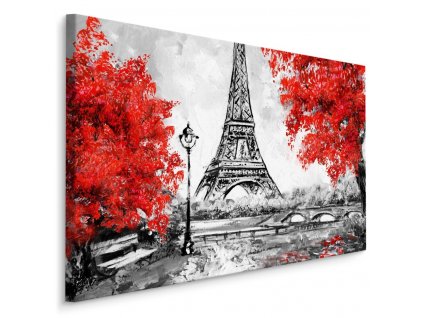 Plátno Eiffelova Věž Mezi Kvetoucími Stromy II.