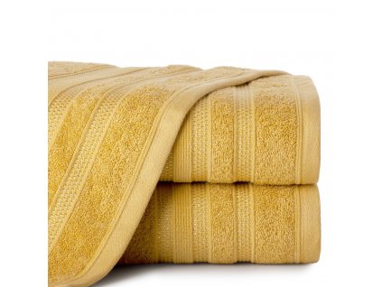 Bavlněný froté ručník s proužky JUDYTA 50x90 cm, mustard/hořčicová, 500 gr Mybesthome
