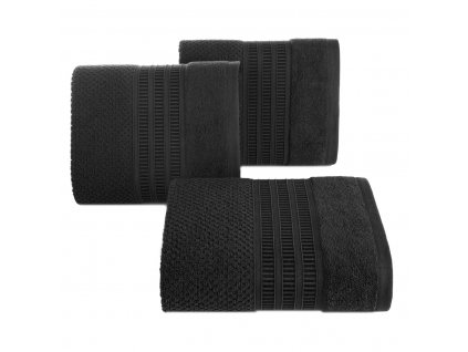 Bavlněný froté ručník s proužky ROSSI 50x90 cm, černá, 500 gr Mybesthome