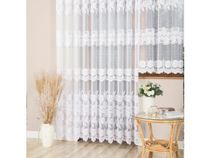 Dekorační vzorovaná záclona OKSANA LONG bílá 300x250 cm (cena za 1 kus dlouhé záclony) MyBestHome