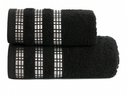 Bavlněný froté ručník s bordurou LUXURY 50x90 cm, černá, 500 gr Mybesthome