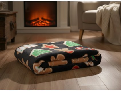 Vánoční deka z mikrovlákna CHRISTMASSY černá 130x170 cm