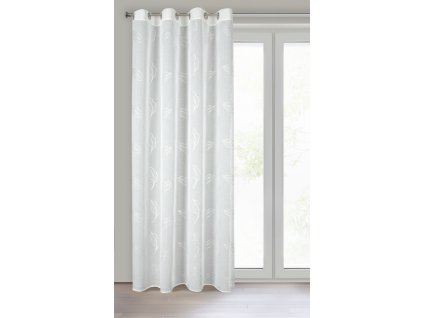 Dekorační vzorovaná záclona s kroužky SISINKA bílá/stříbrná 140x250 cm (cena za 1 kus) MyBestHome