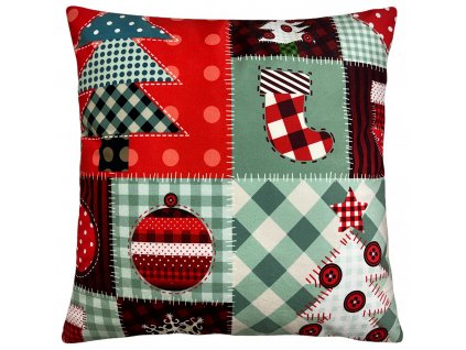 Vánoční polštář XMAS PATCHWORK 40x40 cm Mybesthome