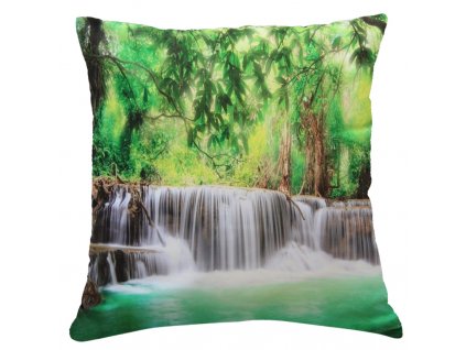 Polštář WATERFALLS MyBestHome 40x40cm fototisk 3D motiv vodopádů