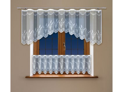 SET 2 KUSY - Dekorační vitrážová žakárová záclona POUR bílá 300x80 cm + 300x45 cm (cena za 2 kusy) MyBestHome