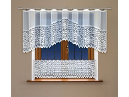 SET 2 KUSY - Dekorační vitrážová žakárová záclona OTMAR bílá 300x100 cm + 300x45 cm (cena za 2 kusy) MyBestHome