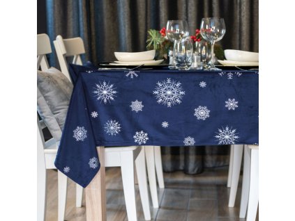 Vánoční ubrus na stůl SNOWFLAKE modrá/stříbrná 110x160 cm Mybesthome