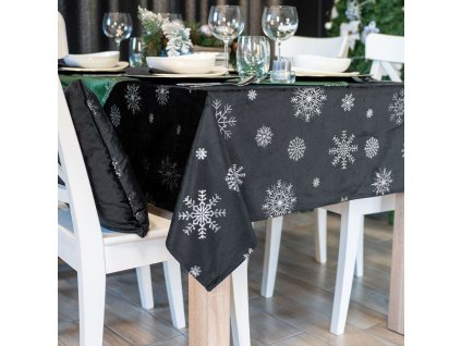 Vánoční ubrus na stůl SNOWFLAKE černá/stříbrná 110x160 cm Mybesthome