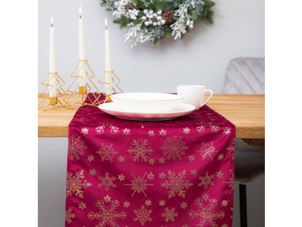 Vánoční běhoun na stůl | TANESI | v barvě zlatých vloček | 40x160 cm | XM22 832630 Homla