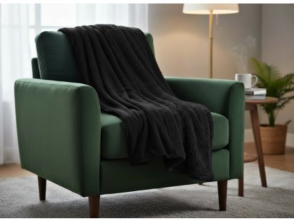 Přehoz na křeslo - sedačku LUXURY černá 70x160 cm Mybesthome