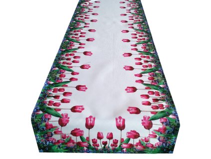 Vzorovaný ubrus - běhoun na stůl TULIPÁNY III. 40x140 cm Mybesthome