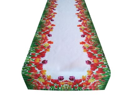 Vzorovaný ubrus - běhoun na stůl TULIPÁNY IV. 40x140 cm Mybesthome